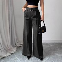 High Waisted Loose Straight Leg Trousers Autumn Winter Casual Elegant Commuter Pants European American Style