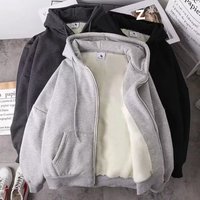 Clothing Plus Velvet Jacket 2024 Cardigan Large Casual Sweater Loose Autumn Winter Zipper Hooded