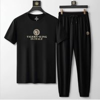 Clothing round neck short sleeved T shirt casual suit summer ice silk summer style half sleeve fashion high end sports suit