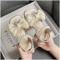 Sandals 2023 Summer Middle Big Soft Sole Small High Heel Bow Princess Shoes