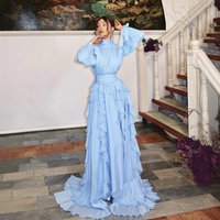 Clothing Spring Summer Chiffon Pleated Wave Dress