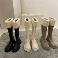 long boots snow boots over knee thick soled boots thick heel velvet tall knight boots