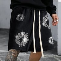  Hip Hop Streetwear Shorts Oversized Cotton Cargo Shorts Circular Print Breathable Summer Casual Shorts 