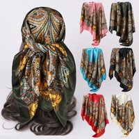 Cashew Print Silk Scarf 90cm Square Versatile Shawl European American Style Satin Headscarf Cross Border Fashion