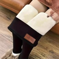 Clothing special supply plus velvet thickened light board lambskin leggings autumn winter high waist tights warm pants