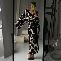 Women's clothing satin pajamas for women spring large size three-quarter sleeves cool nightgown bathrobe home wear for women