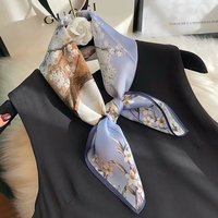 Chinese style Light Blue Silk 70cm Square Scarf Versatile Spring Autumn Fashionable Small Neck Scarf