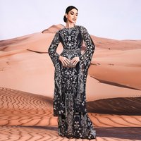 Women's Clothing ultra long sleeve temperament round neck sexy slim long sequined banquet evening dress bridesmaid dress