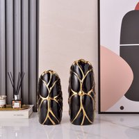 Modern & Gold Ceramic Vase Elegant Floral Home Decor Living Room Bedroom Office Handcrafted Glazed Porcelain Centerpiece