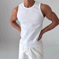 Ribbed Stretch Slim Fit Vest Style Summer Sleeveless T Shirt Casual Sports Top