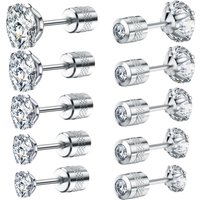 Stainless Steel Zircon Earrings – 4 Claw Studs Diamond Accents Fashionable Small Jewelry