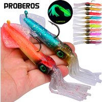Squid Lure Bionic Luminous UV 13cm Built Lead Head Hook Soft Cuttlefish Octopus Bait