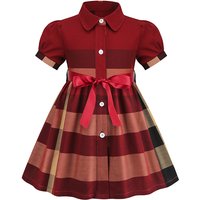 2024 summer new style children's skirt short-sleeved plaid skirt girls dress shirt skirt cross-border exclusive for dropshipping