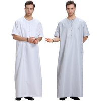 Man's Clothing Short Sleeve Solid Color Men's Robe Muslim Kaftan Simple