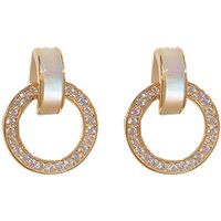 Temperament simple small geometric mother pearl earrings female versatile earrings fashionable small earrings s925 needle earrings