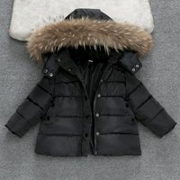 “Kids‘ Winter Jacket – Thick Cotton Padded Coat With Fur Collar (80-140cm) – White/Red/Black“