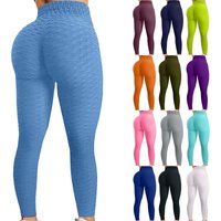 High Waist Yoga Pants Tummy Control Butt Lifting Leggings Floral Jacquard Fabric 9 7 Length Breathable & Squat Proof