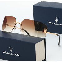 Maserati Luxury Rimless Square Sunglasses HD Anti Glare Gradient Lens UV400 Eyewear Lightweight Corrosion Resistant Alloy Frame