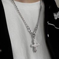 Cross Pendant Necklace For Men Trendy Men's Ins Hip Hop Cool Women's Sweater Chain Autumn Winter Accessories