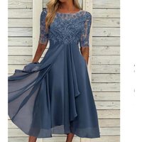 clothing dress chiffon stitching lace hollow long dress bridesmaid evening dress