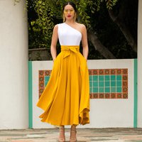 large swing palace style vacation style solid skirt
