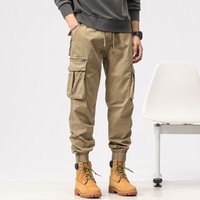 Retro Trendy Hip Hop Style Casual Loose Pocket Drawstring Cargo Pants Stretch Versatile 655 Pants