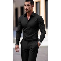 Men's Clothing Slim Fit Long Sleeved Cardigan Style Tough Guy Shiny Reflective Casual Work Shirt Trendy Wrinkle Free