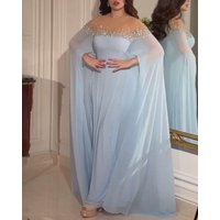 Women's Clothing Sexy High Waist Hot Diamond Pearl Chiffon Banquet Evening Dress