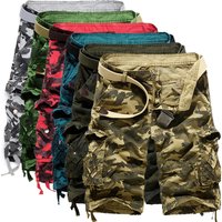 Man's clothing Men's summer loose casual camouflage cargo shorts plus size multi-pocket five-point medium pants