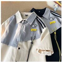 Clothing two piece short sleeved shirt niche design trendy brand five point sleeves 2023 Hong Kong style loose summer half sleeve