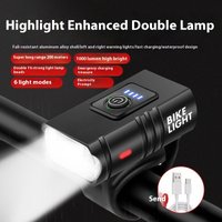 Aluminum Alloy Bicycle Headlight USB Charging Strong Light Rain Proof Night Mountain Bike Flashlight Riding Equipment