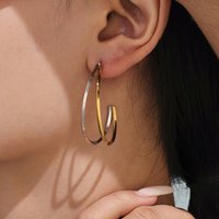 High Polish Minimalist C Shaped Block Earrings 18K Plated Fashionable Titanium Steel Drop Earrings