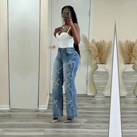 Clothing autumn style retro washed denim tassel cross hip hop straight 9 point pants