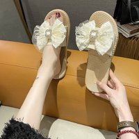 Women's Shoes Version Of Outdoor Slippers Summer New Bow Slippers For Women To Go Out At Home Fashionable And Versatile Trendy Leisure