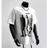 2025 Loose Versatile High Street Pure Cotton Printed Small Collar Short Sleeved T shirt Couples