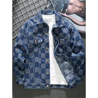 Clothing Denim Jacket Two Piece Hooded Contrast Style Trendy Loose Casual Jacket
