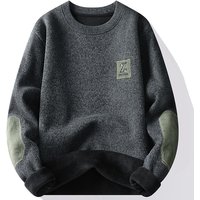 Men’s Fleece-Lined Knit Sweater – Winter Thermal Pullover (XL-5XL, 3 Colors, High-Stretch Polyester Blend, Wrinkle-Resistant, Casual & Urban Style)