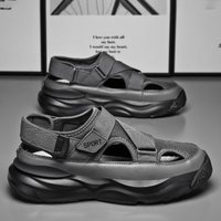 Trendy Designer Men Mesh Breathable Casual Shoes Lightweight Non-slip Beach Flip Flops Man Platform Cave Sandals