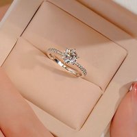 1 Carat Moissanite Pure Silver Luxurious High End Wedding Proposal Simulated Diamond Ring Gift Wife