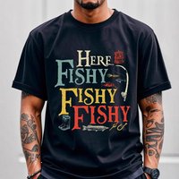 Clothing Vintage Fishing Graphic Print Short Sleeve T Shirt Casual Crew Neck Tee Letter Design Lightweight Polyester Fabric