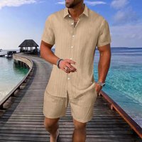 Clothing Seaside Casual Fashion Shirt Lapel Short Sleeved Shirt Short Sleeved Suit