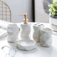 Pastel Ceramic Bathroom Set – 4 5 6 Piece Soap Dish Toothbrush Holder & Tumblers Modern Vanities 