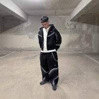 2025 Cool Handsome Fried Street Dark Personalized Splicing Hooded Sweater Suit Must Fashionable