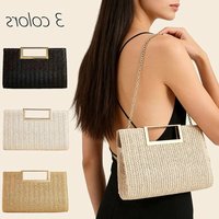 Woven Clutch Gold Handle Evening & Daily Handbag
