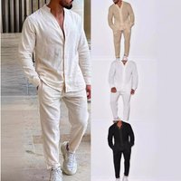 2024 sports linen autumn casual sleeved fashionable workwear long pants two-piece set