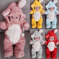Bunny Hooded Romper For Boys & Girls Long Sleeve Cotton Bodysuit For Spring Autumn Winter Easter
