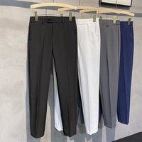 Straight Leg Slim Fit Casual Trousers Elastic Waistband On Both Sides Spring Autumn