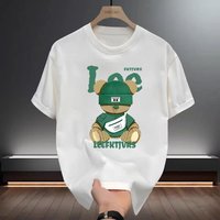 Men's And Women's Heavyweight Pure Cotton Printed T-Shirt Short Sleeved Summer Trendy Casual Letter Print Crew Neck Top