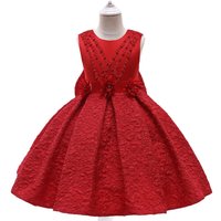 Girl's Princess Pageant Dress With Bow & Beaded Embroidery – Elegant Satin Ballet Recital Gown