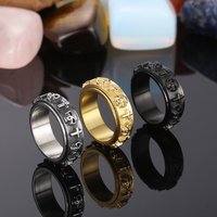 Men's Jewelry Retro Simple Cross Ring Domineering Black Rotatable Decompression Skull Titanium Steel Trendy